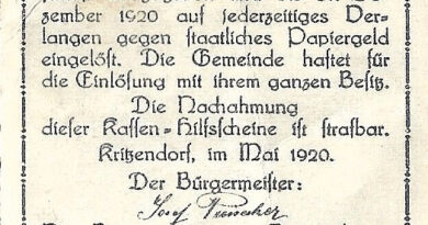 Notgeld Kritzendorf Rueckseite